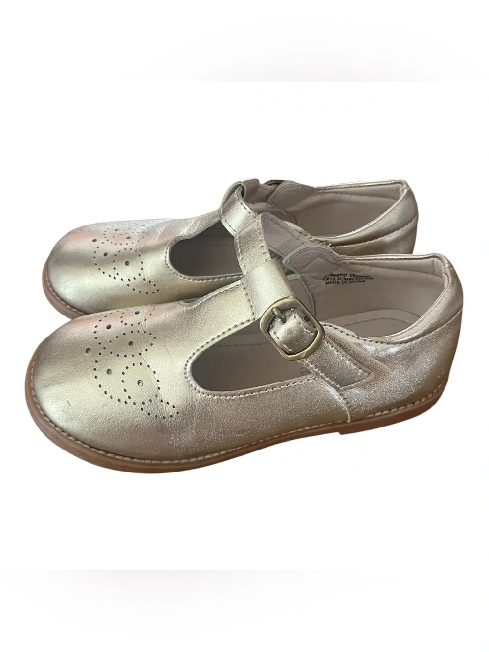 Kiderence F646 Girls Mary Jane Flats Metallic Gold Size 12